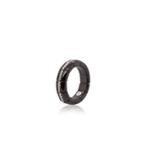 Black Polished ceramic Ring with full bars in White Diamond