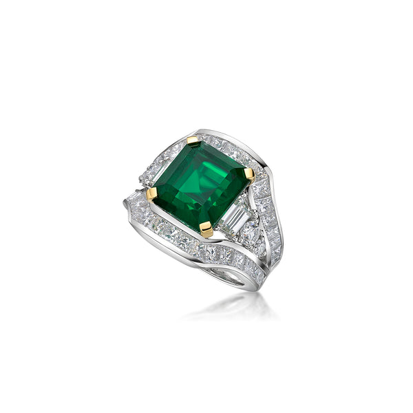 GRS Certified 6.73CT Zambia Emerald Ring