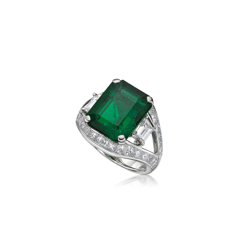 GRS Certified 7.31CT Zambia Emerald Ring
