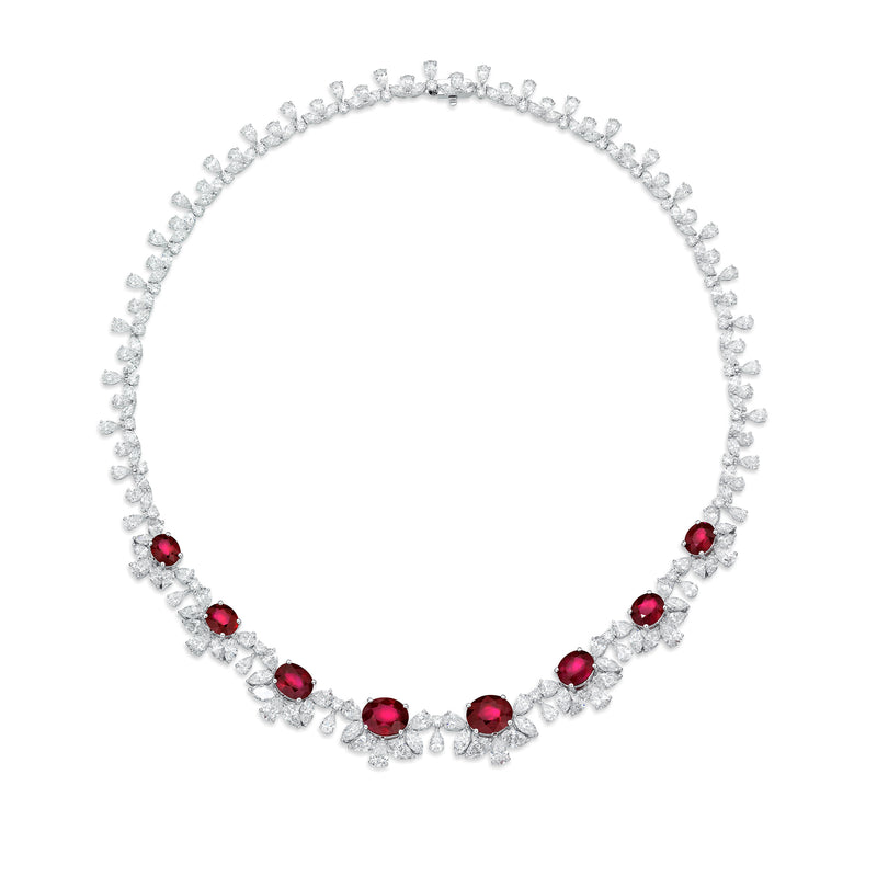 GIA Certified 15.97CT Ruby & Diamond Necklace