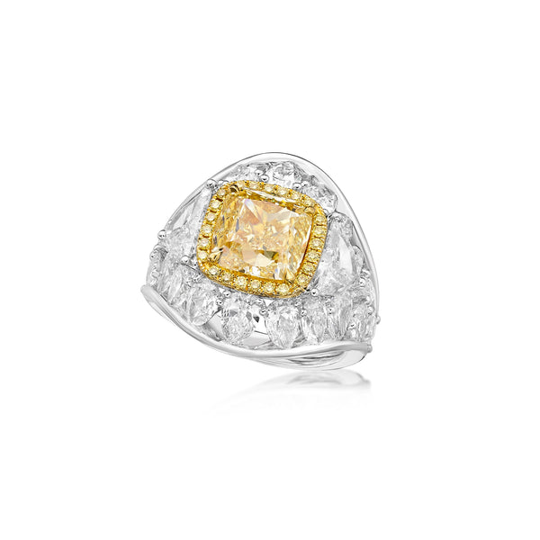 GIA Certified 4.07CT Fancy Yellow Diamond Ring