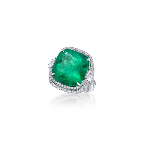 GRS Certified 14.06CT Colombia Emerald Ring