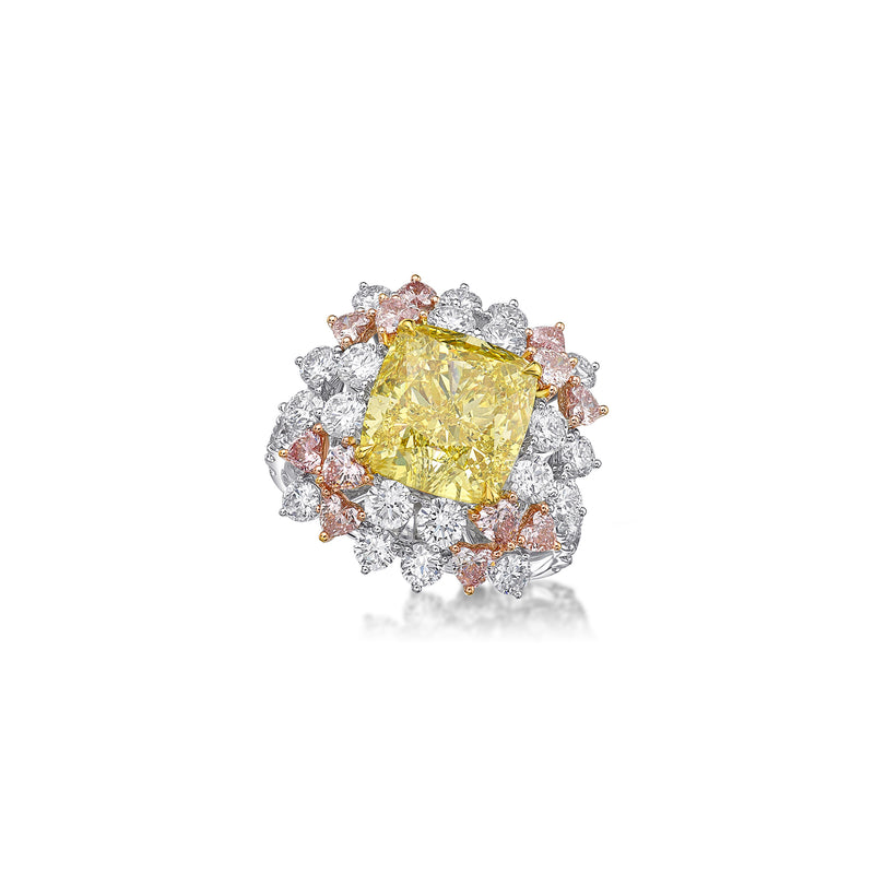 GIA Certified 6.58CT Fancy Intense Yellow Diamond Ring