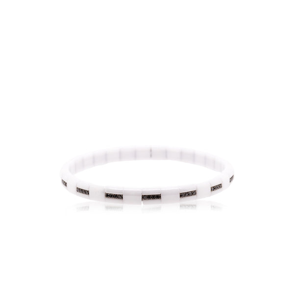 White Ceramic Black Diamond Bangle