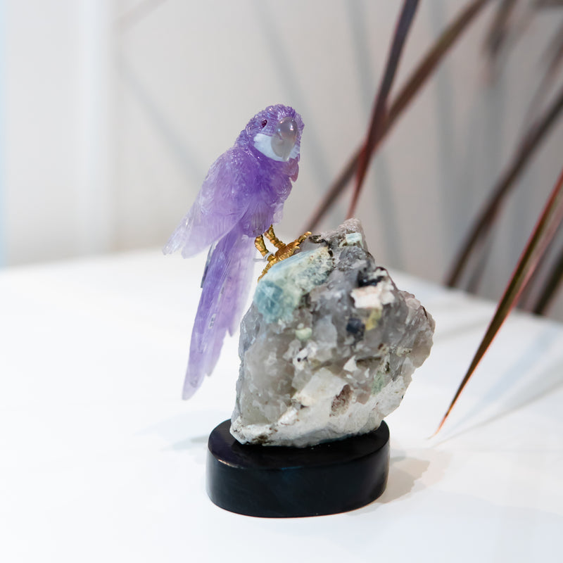 Amethyst Bird with Aquamarine Base