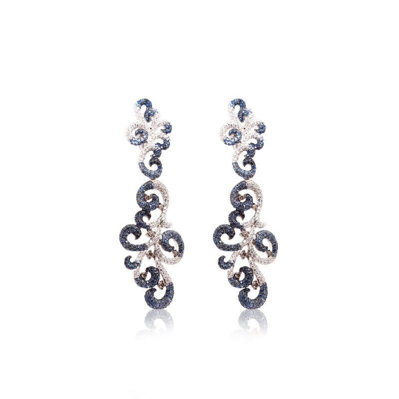 Blue Sapphire & Diamonds Earrings