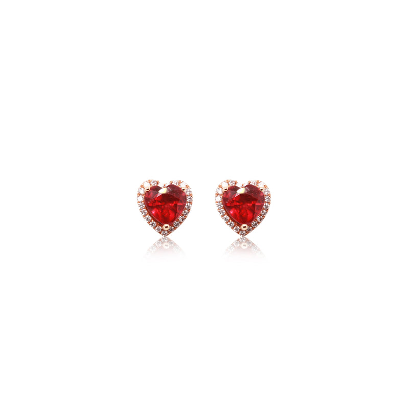 Heart Ruby & Diamond Earrings