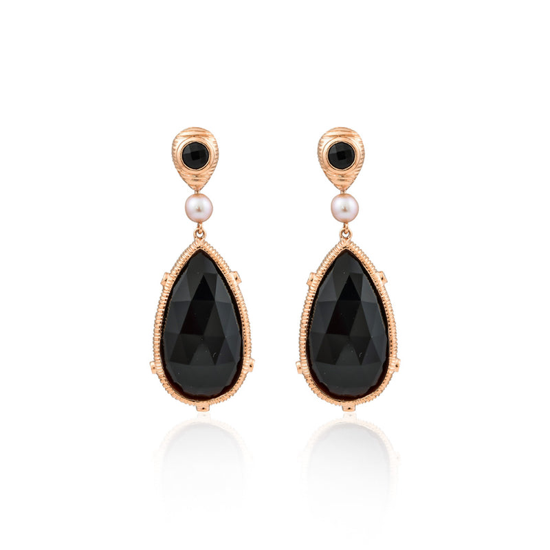 Convertible Black Onyx & Guava Quartz Earring