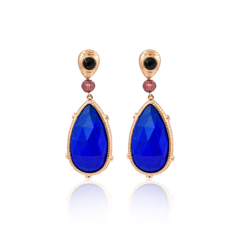 Convertible Black Onyx & Lapis Earring