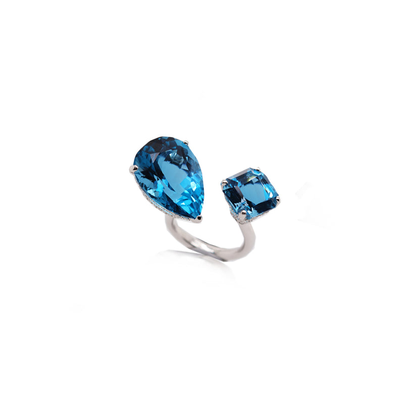Duo Blue Topaz Ring