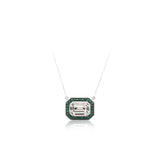 Illusion Emerald Diamond with Emerald Halo Necklace