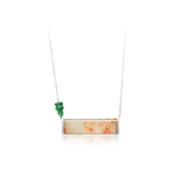 Jade Bar Gold Fish Necklace