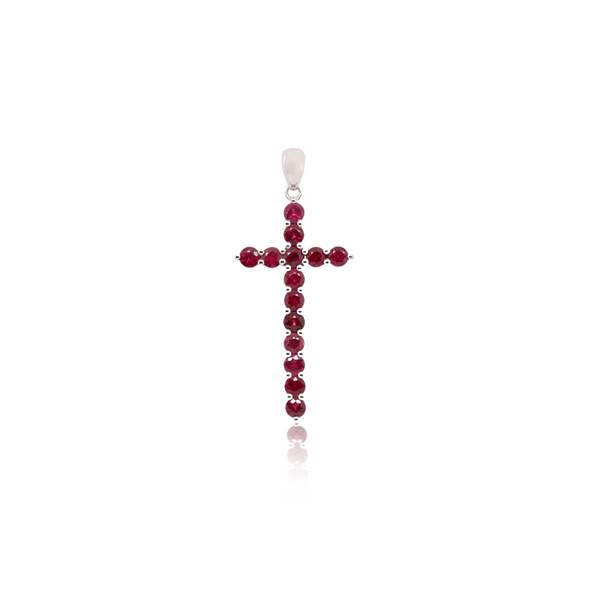 Ruby Cross Pendant in 18K Gold