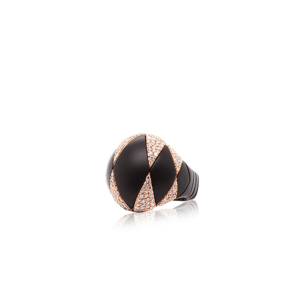 Matte Black Ceramic Ring with White Diamond Element