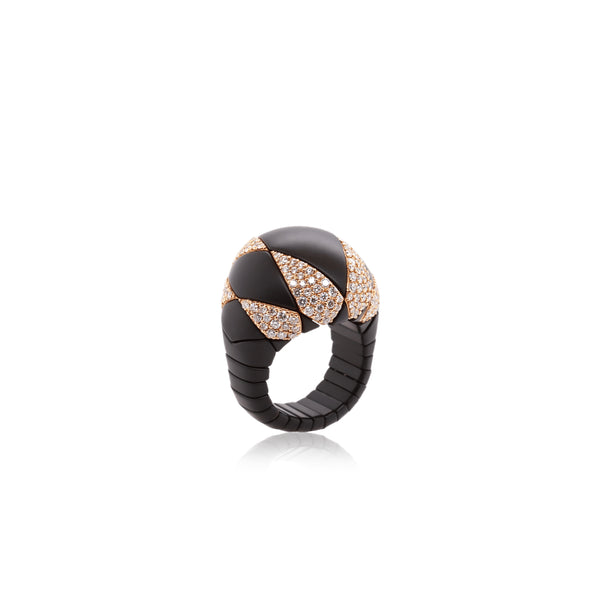 Matte Black Ceramic Ring with White Diamond Element