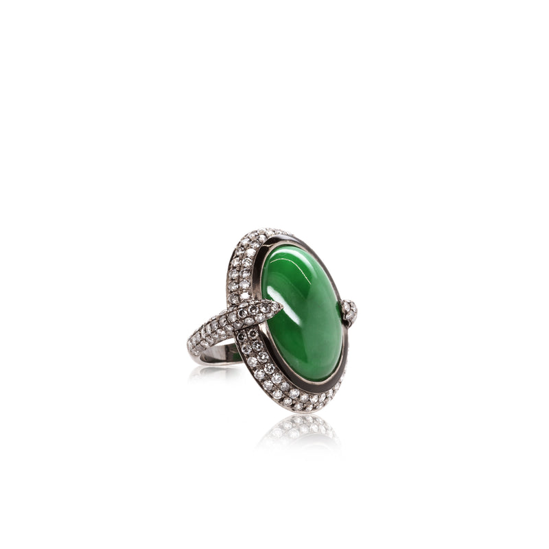 Jade Ring in Black Oynx & Diamond