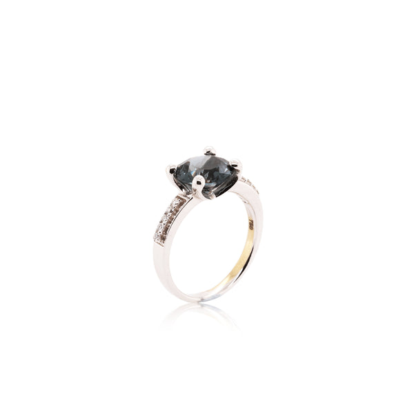 Grey Spinel Diamond Ring