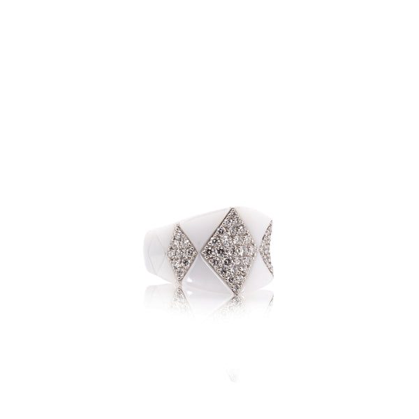 White Ceramic Ring with White Diamond Element