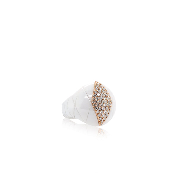 White Ceremic Ring with White Diamond