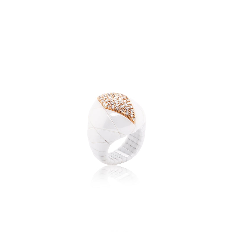 White Ceremic Ring with White Diamond