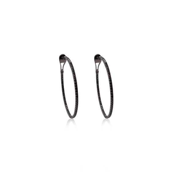 Black Diamond Hoops Earring