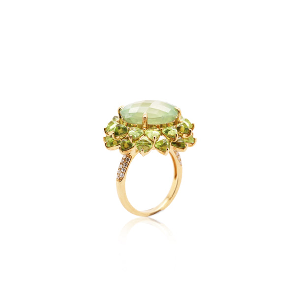 Prehnite/Peridot Ring