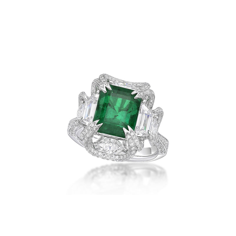GRS Certified 4.18CT Muzo Green Emerald Ring