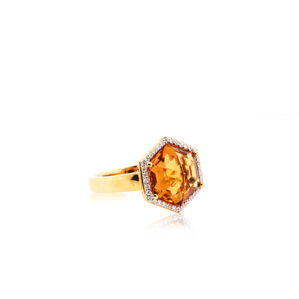 Geometric Citrine Ring