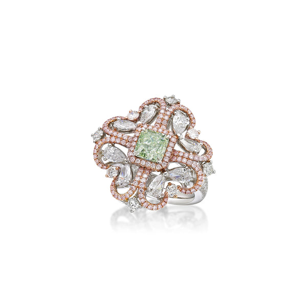 GIA Certified 1.27CT Fancy Light Green Diamond Ring