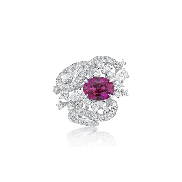 GRS Certified 3.60CT Vivid Pink Sapphire Ring
