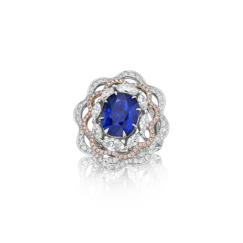 GRS Certified 6.87CT Royal Blue Sapphire Ring