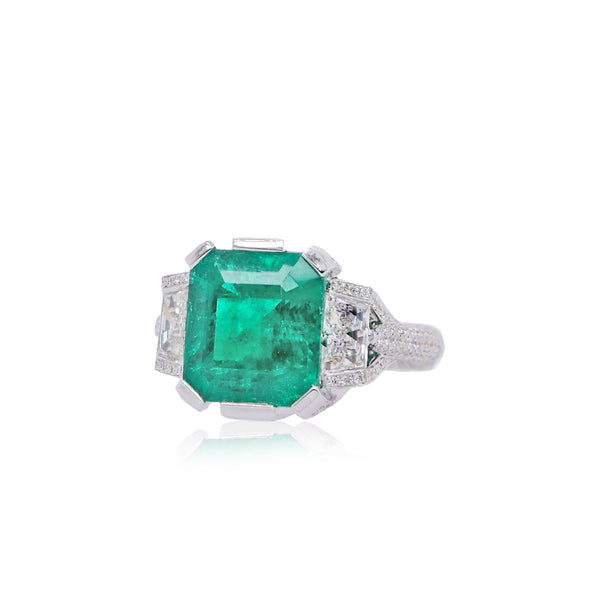 GRS Certified 4.04CT Muzo Green Emerald Ring