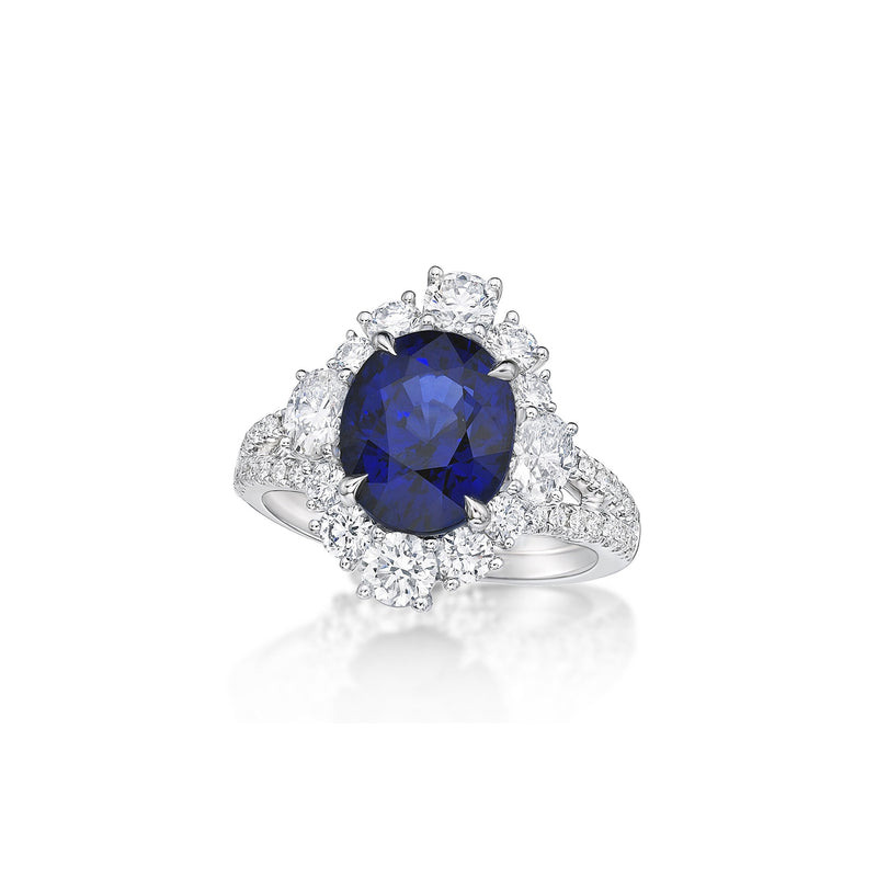 GRS Certified 5.29ct Royal Blue Sapphire Ring