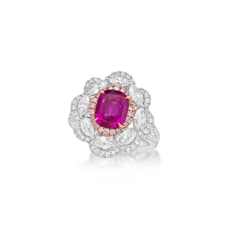 GRS Certified 2.83CT Pink Sapphire Ring