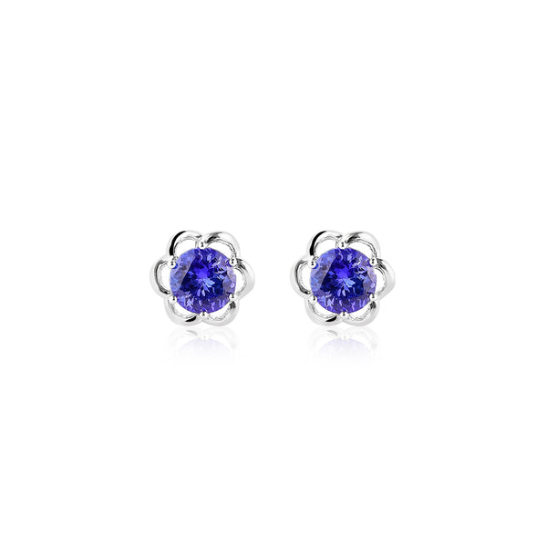 Round Tanzanite Stud Earrings