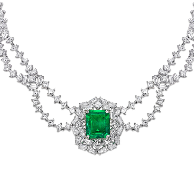 GRS Certified 11.80CT Colombia Emerald Necklace