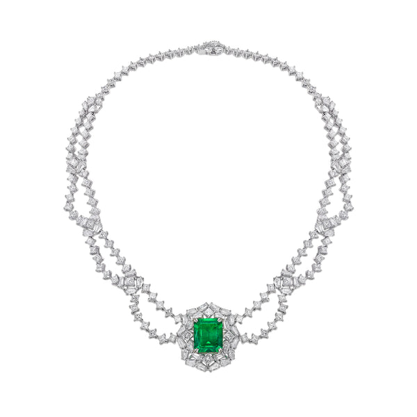 GRS Certified 11.80CT Colombia Emerald Necklace