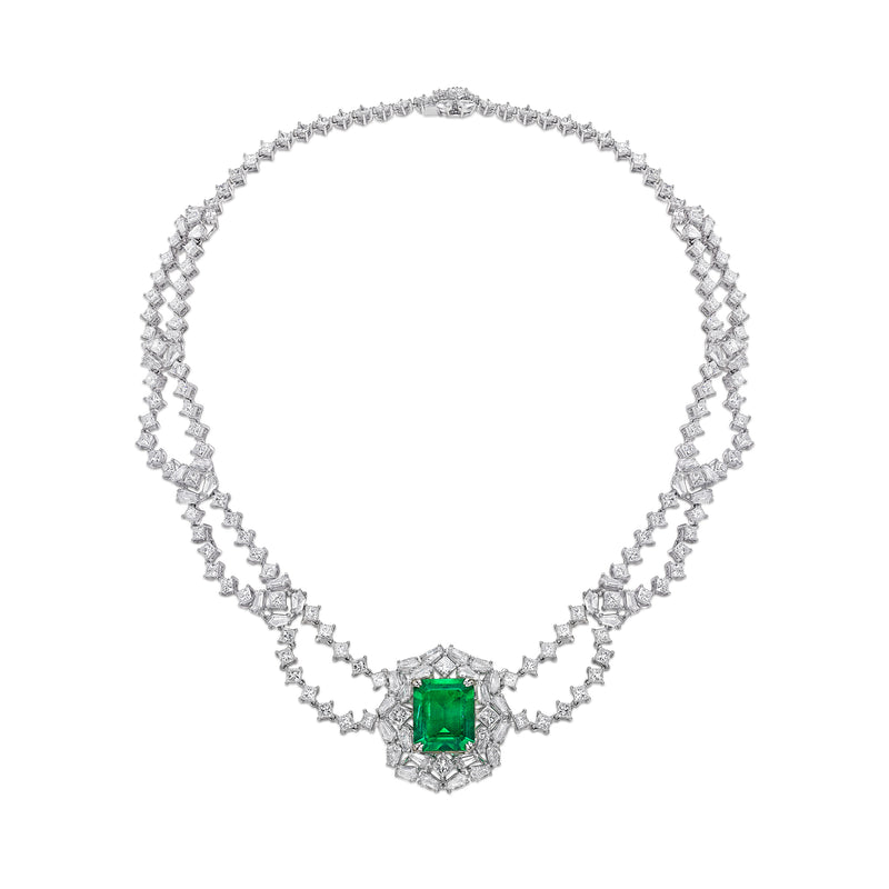 GRS Certified 11.80CT Colombia Emerald Necklace